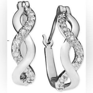 Diamond Infinity Hoop Extra Small Earrings in 18k Gold and Sterling Silver (1/10